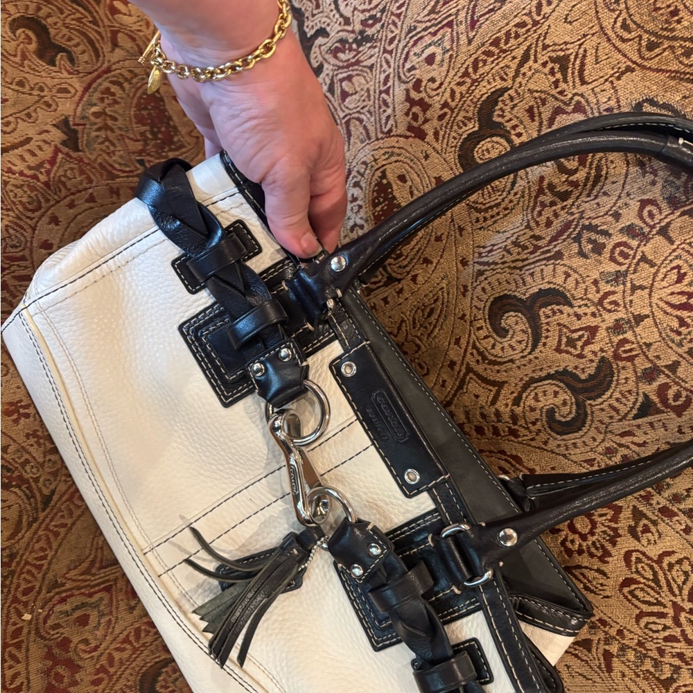 Coach Black and Cream Satchel